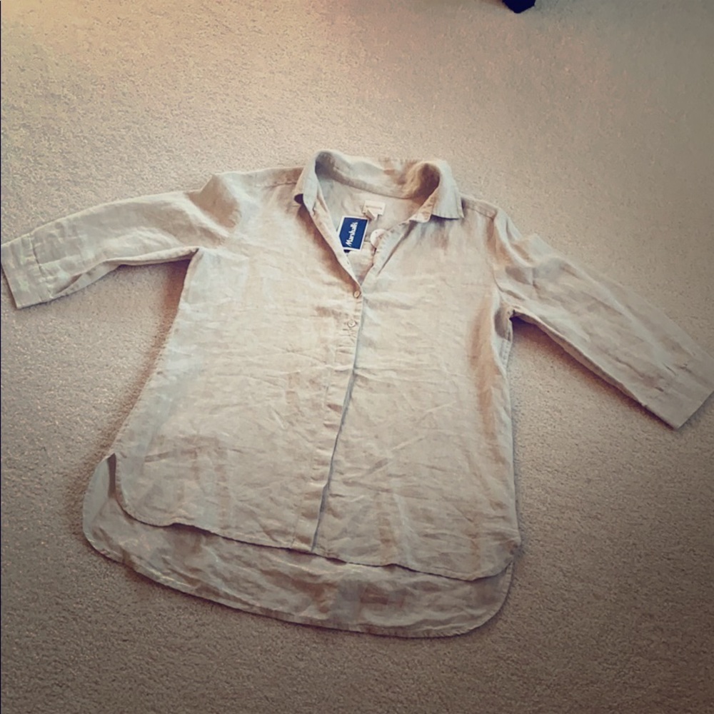 Chico’s linen 3/4 sleeve shirt khaki color